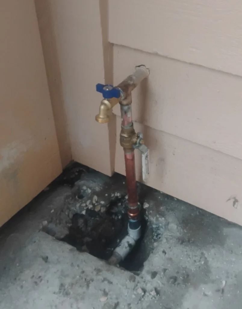 Leak Detection & Repair Professional outdoor pipe repair and new brass hose bibb installation completed by Positively Plumbing