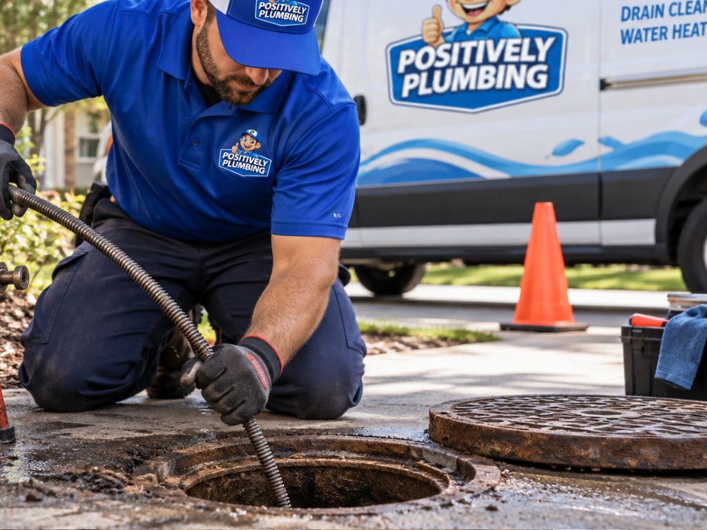 Professional restoration technician cleaning up sewage damage on tile flooring
