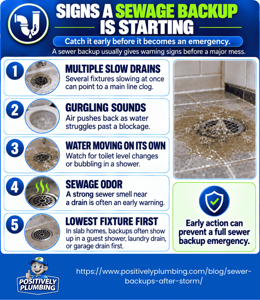 Slow draining shower and toilet in a Largo FL home indicating a main sewer line clog.